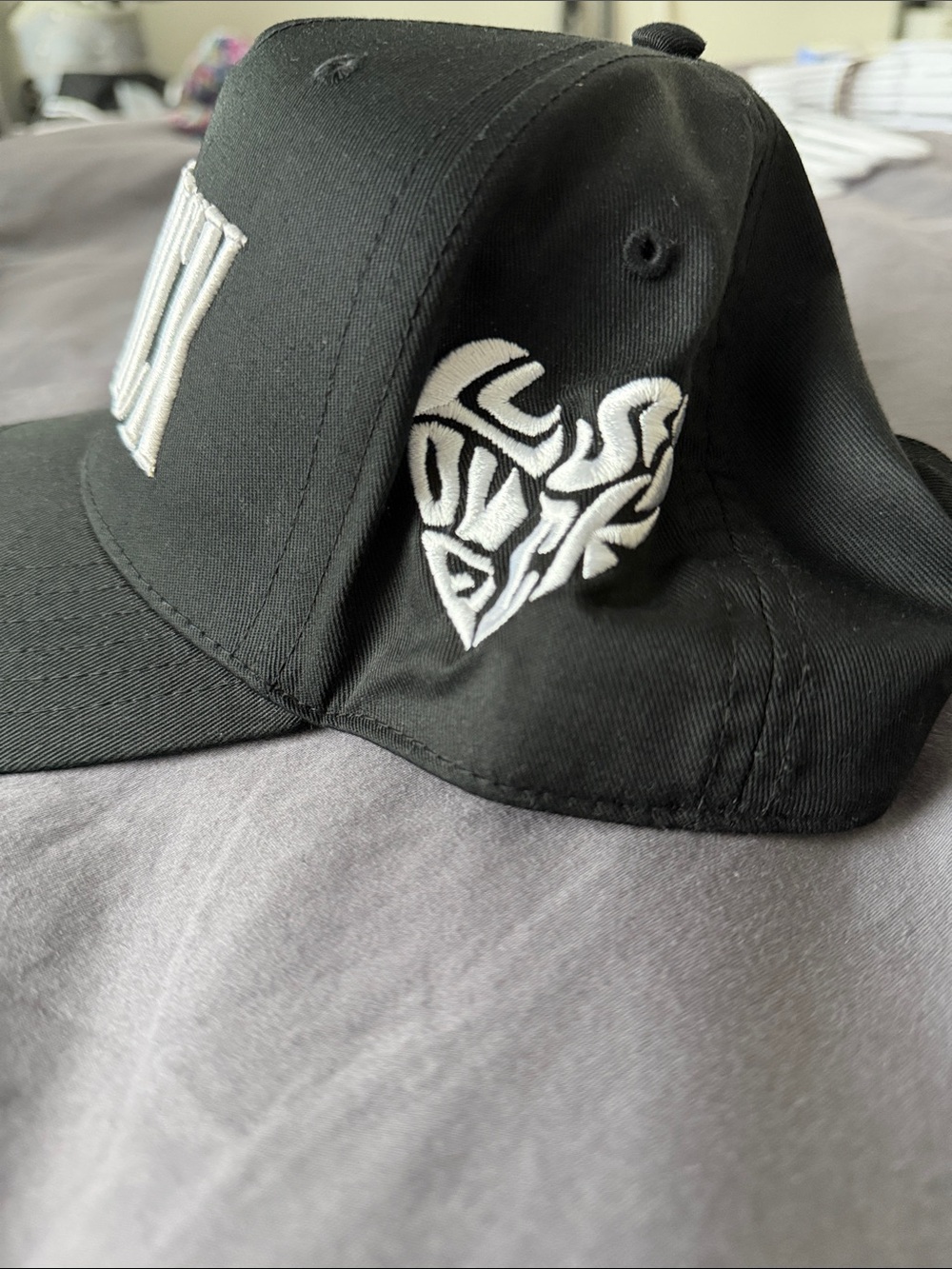 Black Baseball Cap with White Embroidered Logo - Picture 2 of 3